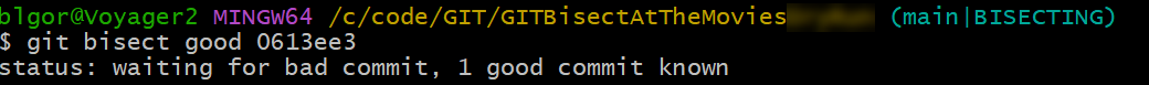 "First Good Commit is entered"